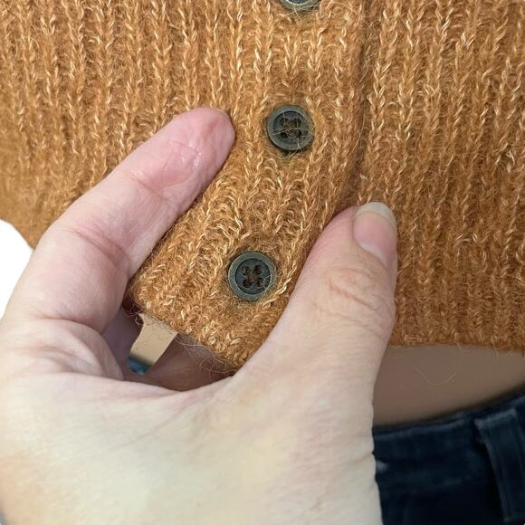 Free People Kinsley Cardigan Small Cropped Stripped Button Down Alpaca Wool Knit - Picture 3 of 7